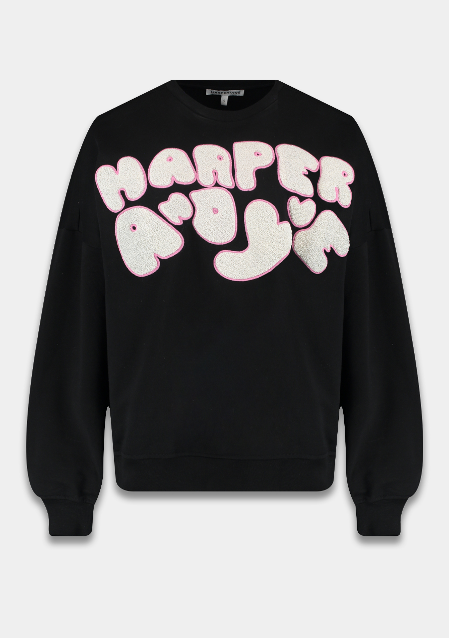 Harper & Yve Sweater Logo SS24D504 Zwart