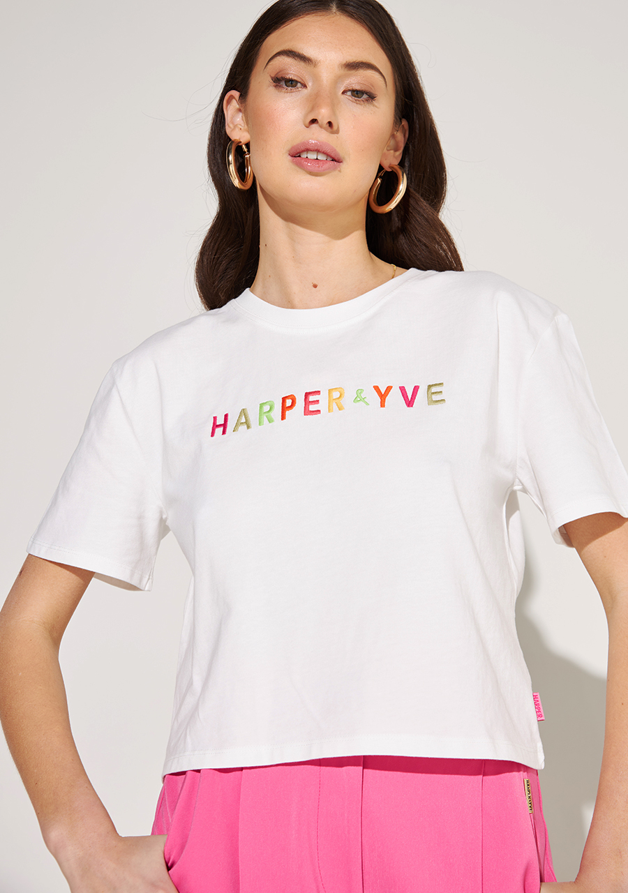 Harper & Yve T-shirt Harper SS24D301 Wolwit-ecru