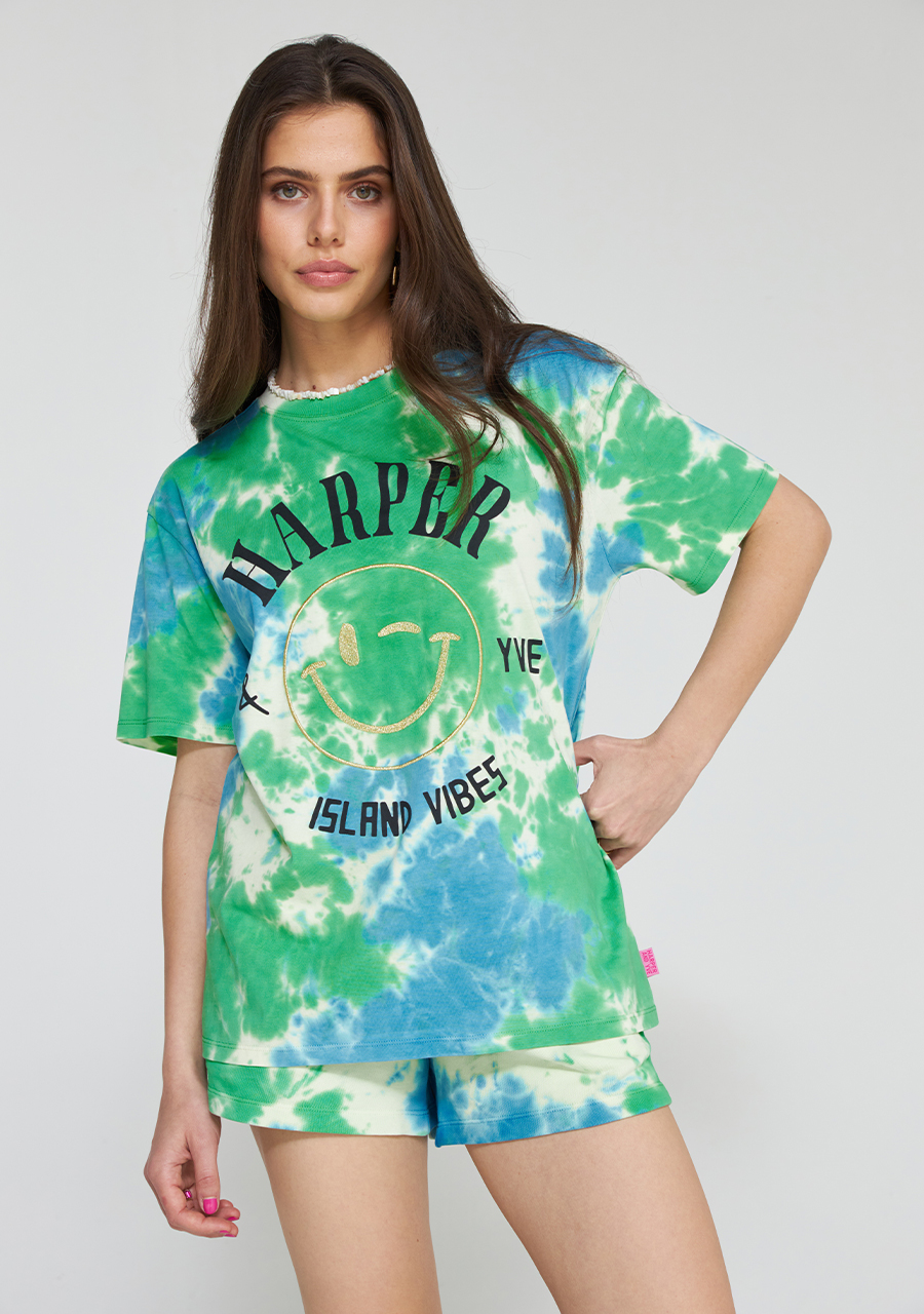 Harper & Yve T-shirt Swirl HS24D315 Blauw