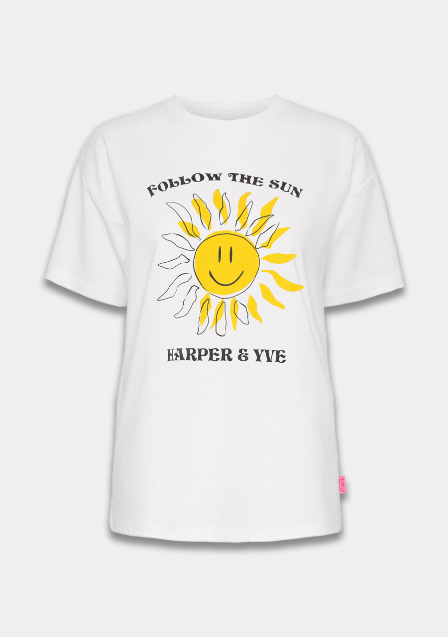 Harper & Yve T-shirt Smiley SS24D302 Geel