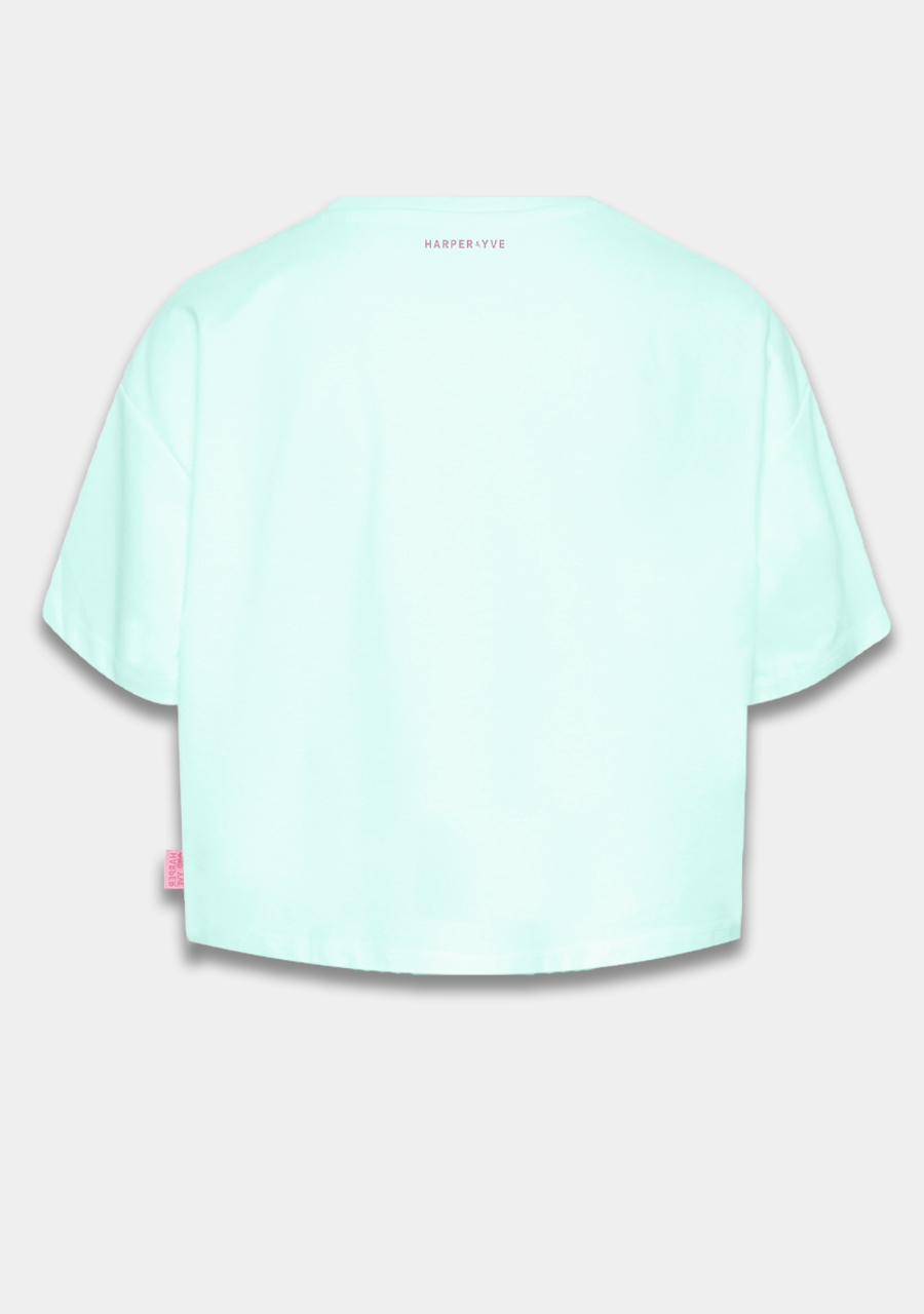 Harper & Yve T-shirt cropped Paradise HS24D311 Licht blauw