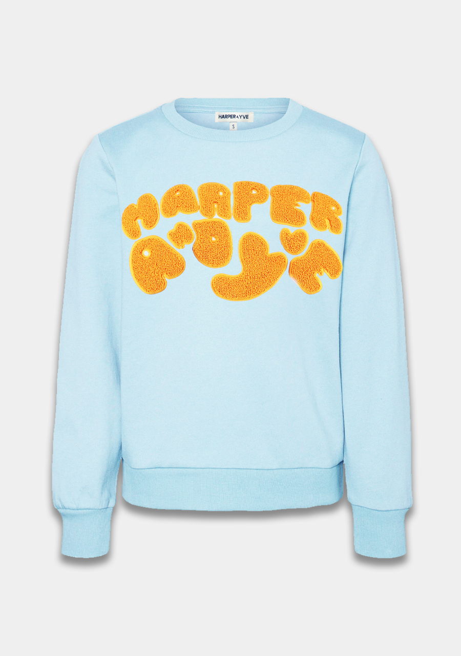 Harper & Yve Sweater logo AW24Y504 Licht blauw