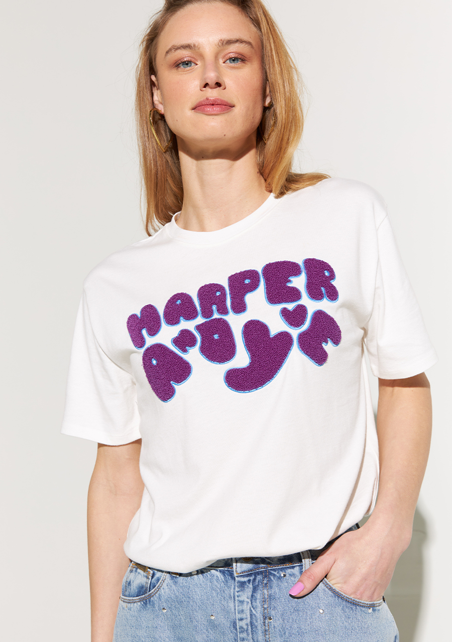 Harper & Yve T-shirt Logo SS24D304 Ecru