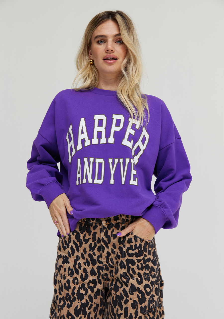 Harper & Yve Sweater Varsity AW24Y503 Paars