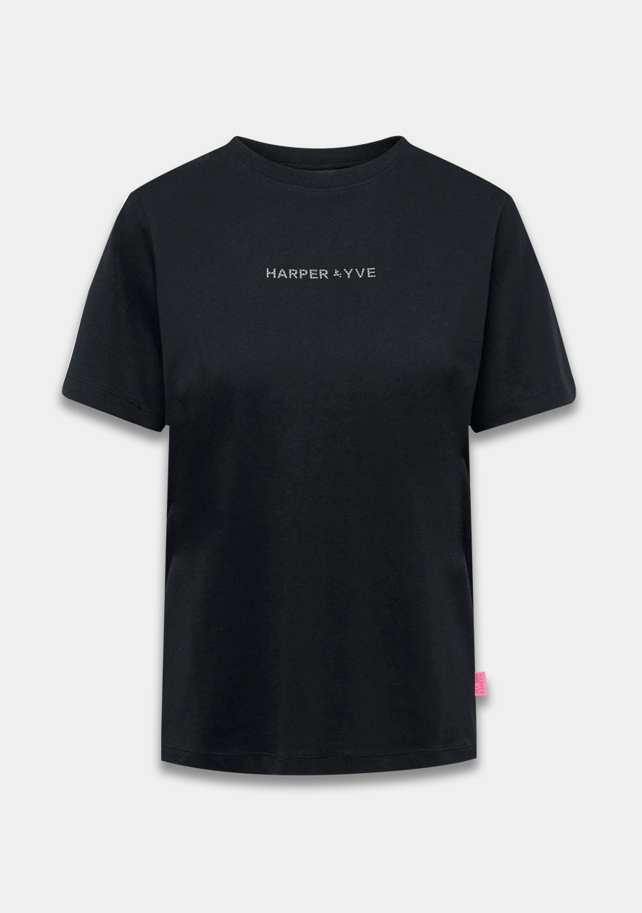 Harper & Yve T-shirt Rhinestone DW24Y300 Zwart